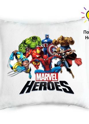 Подушка ночник герои марвел (marvel heroes) мстители - подарок мальчику, декор в детскую комнату