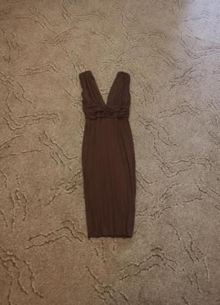 Платье длинное коричневое2 фото