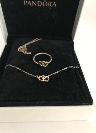 Комплект украшения цепочка и колечко pandora оригинал