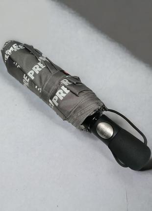 Мужской зонт автомат складной supreme с системой антиветер, серый5 фото