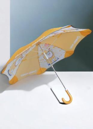 Дитяча парасолька-тростина midea femily, жовта легка і компактна, максимально безпечна парасолька для малюка3 фото