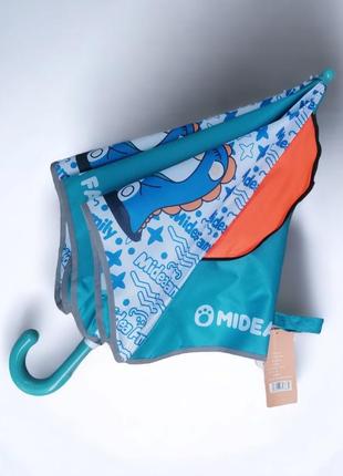 Детский зонт-трость midea femily, голубой легкий и компактный, максимально безопасный зонтик для ребенка9 фото