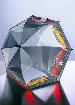 Детский зонт полуавтомат для мальчика с рисунком машинок3 фото
