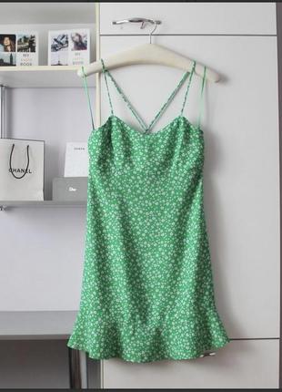 Зеленое платье в цветы от zara3 фото