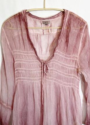 Шелковая блуза рубашка светло-сиреневого цвета10 фото