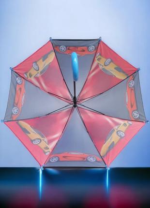 Детский зонт полуавтомат для мальчика с рисунком машин5 фото