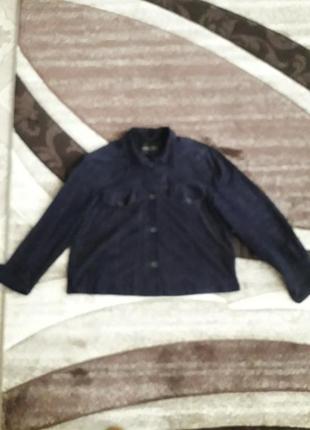 Кожаный замшевый жакет куртка в виде рубашка цвета чернил голубика marc cain