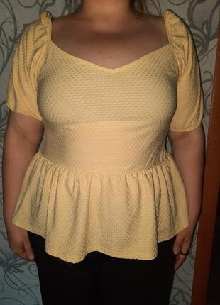 Блуза, футболка с баской, размер 56 (арт1330)