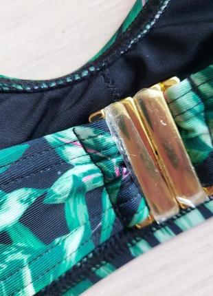 Зелений укорочений тропічний ліф бікіні з круглим вирізом new look7 фото