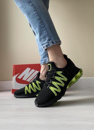 Кроссовки nike shox gravity (чёрные с зелёным)