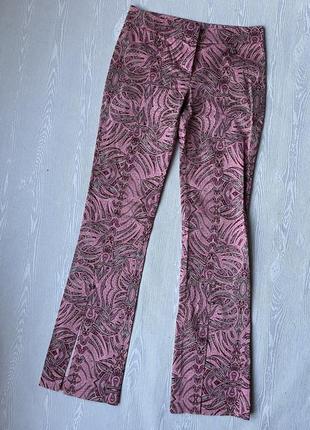 Розовые хлопковые стрейчевые брюки1 фото