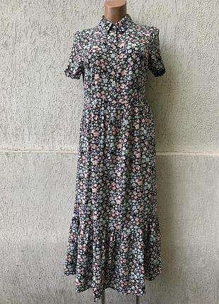 Tu вискозное макси платье в цветочный принт