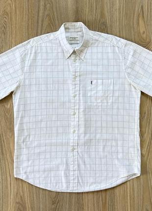 Мужская классическая винтажная хлопковая рубашка с коротким рукавом yves saint laurent