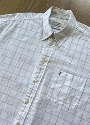 Мужская классическая винтажная хлопковая рубашка с коротким рукавом yves saint laurent4 фото