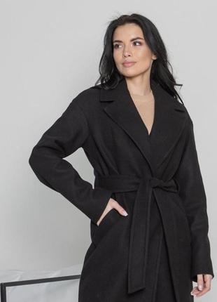 Элегантное женское демисезонное пальто на запах с поясом полушерсть xs, s, m, l, xl, 2xl, 3xl3 фото