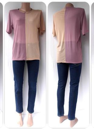 Нова брендова футболка сіточка pretty little thing двоколірна. розмір uk 6.