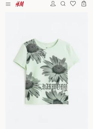 H&m котонова підліткова футболка на дівчинку р.152 - 158 - 164 см