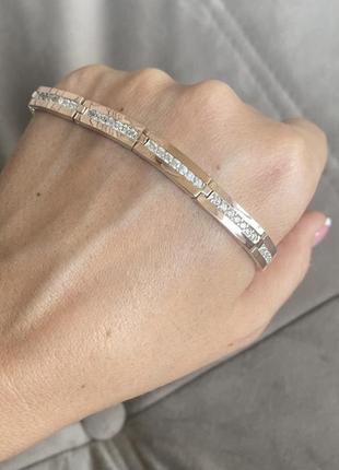 Срібний жіночий браслет з золотими пластинами1 фото
