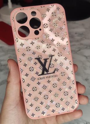 Чохол louis vuitton на iphone 14 pro max рожевий скляний захист камер