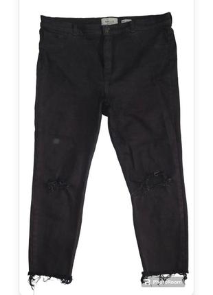 Чорні рвані джинси із завищеною талією hallie new look eu 46 uk 18