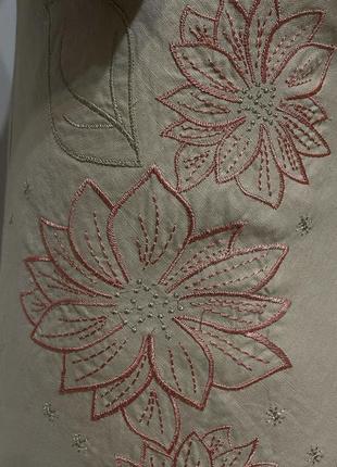 Вінтажна лляна 100 % льон довга спідниця максі в етно стилі з вишитими квітами5 фото
