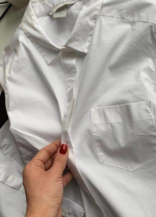 👚крутая белая рубашка h&m/рубашка с принтом цепи/укорочённая рубашка на завязках спереди👚2 фото