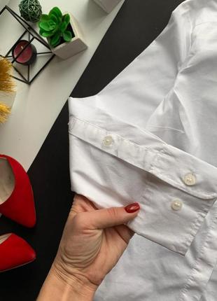 👚крутая белая рубашка h&m/рубашка с принтом цепи/укорочённая рубашка на завязках спереди👚4 фото
