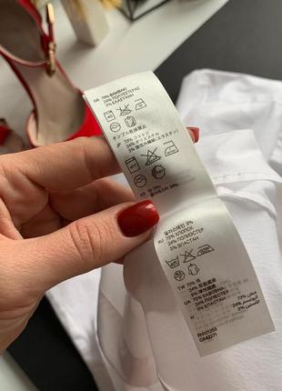 👚крутая белая рубашка h&m/рубашка с принтом цепи/укорочённая рубашка на завязках спереди👚8 фото