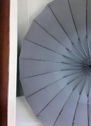 Мужской большой зонт трость полуавтомат для всей семьи на 24 спицы ручка эко кожа.