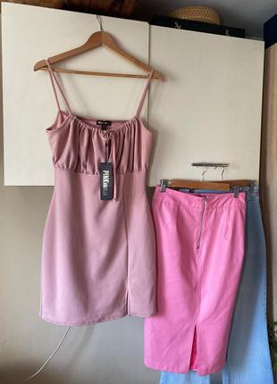Платье шторка, мини платье, платье розовая короткая с разрезом