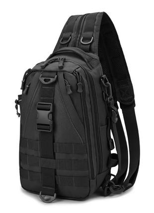 Черная тактическая сумка-рюкзак, мессенджер, барсетка.