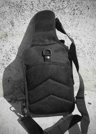 Мужская черная тактическая сумка-рюкзак, барсетка на одной лямке + usb выход. t04457 фото