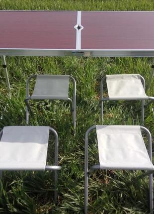 Стіл алюмінієвий розкладний для пікніка + 4 стільці, чемодан3 фото