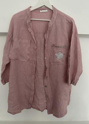 Блуза рубашка сорочка льон лляна льняна6 фото