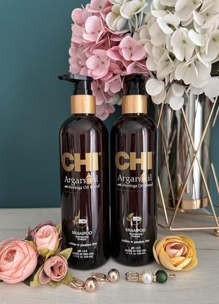 Chi argan oil plus moringa oil shampoo відновлюючий шампунь 340 ml