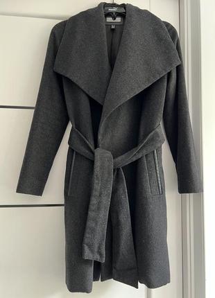 Пальто темно - серое от mango шерсть xs, xxs