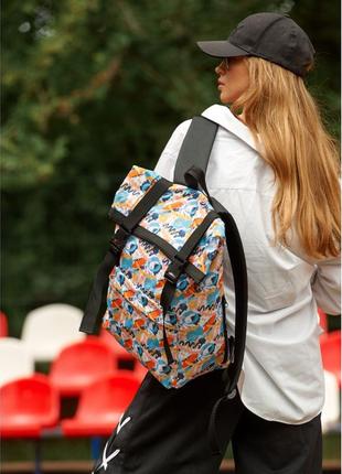 Женский городской рюкзак роллтоп sambag rolltop milton тканевый с принтом "light", оранжевый8 фото