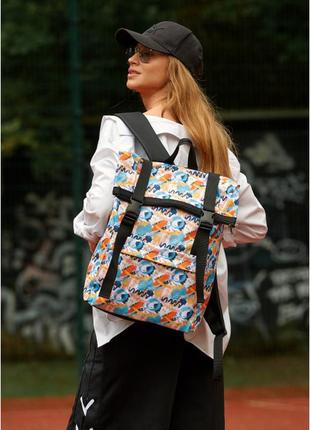 Женский городской рюкзак роллтоп sambag rolltop milton тканевый с принтом "light", оранжевый7 фото