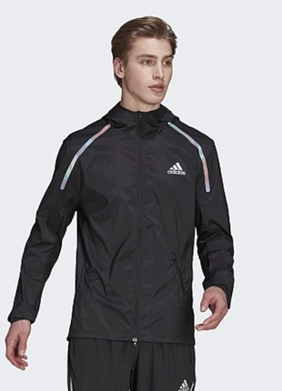 Мужская спортивная ветровка adidas marathon running jacket black hk56371 фото