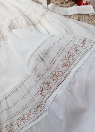 Актуальный белый хлопковый длинный сарафан с вышивкой ,р. 38-404 фото