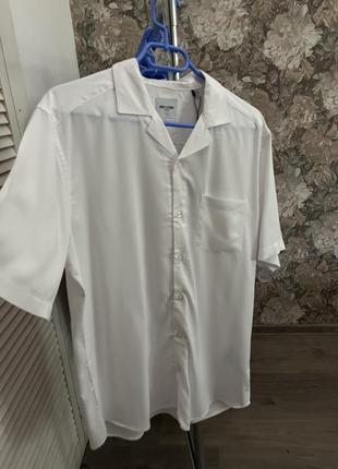 Легка вільна біла сорочка-шведка тенсіка з віскози2 фото