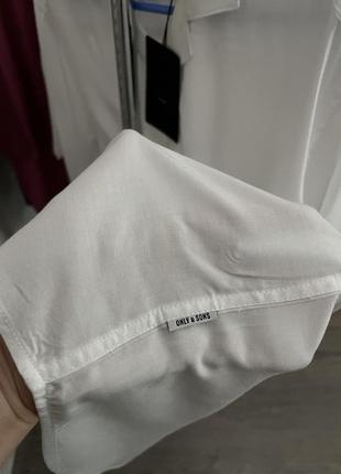 Легка вільна біла сорочка-шведка тенсіка з віскози6 фото