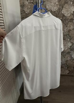 Легка вільна біла сорочка-шведка тенсіка з віскози5 фото