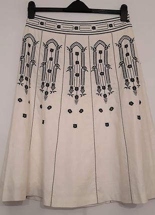 Льняная юбка меди с вышивкой coast