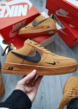 Nike air force low 19 camel, мужские коричневые зимние кроссовки найк, зимові/чоловічі5 фото