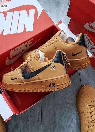 Nike air force low 19 camel, мужские коричневые зимние кроссовки найк, зимові/чоловічі7 фото