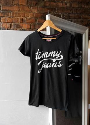 Tommy hilfiger jeans women’s big print black t-shirt жіноча футболка