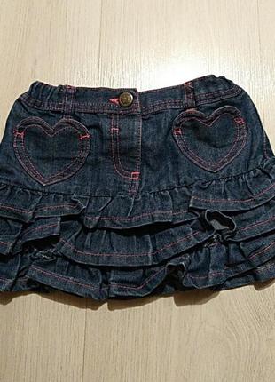 Шикарная джинсовая юбка для девочки на 2-3 года
