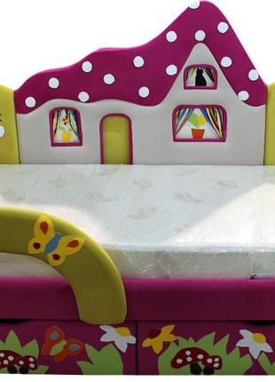 Дитяче ліжечко з аплікаціями хатинка для дівчинки тм ribeka