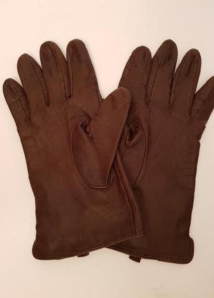 Розкішні шкіряні м'які рукавички перфорація красивий шоколадний колір4 фото